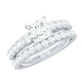 thumbnail image 1 of Rosec Jewels Cubic Zirconia Wedding Ring Set for Bride - 1 Carat Princess Cut Engagement Ring with Enhancer - Jewelry Box Included, 925 Sterling Silver, US 11.00, 1 of 8