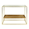 thumbnail image 1 of Cubical Metal Accent Table With Wooden Shelf, Gold, 1 of 2
