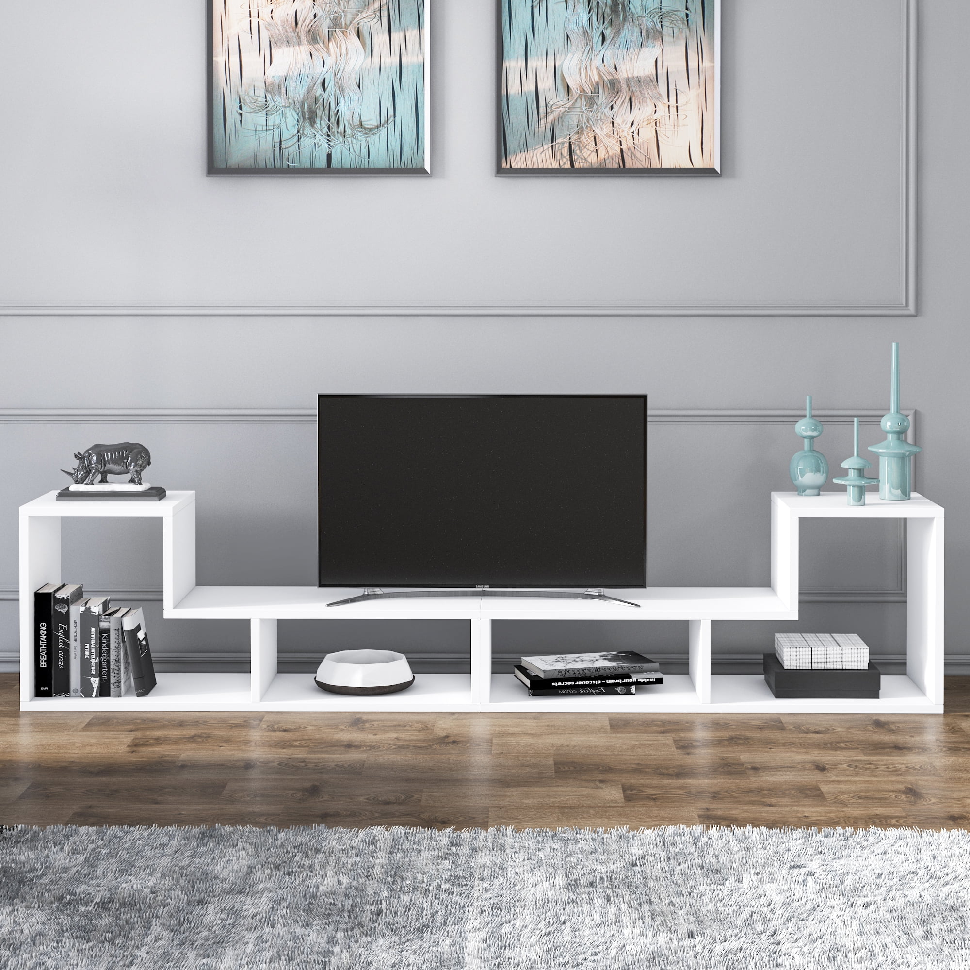 Buy Caden Engineered Wood Wall-Mounted Tv Unit with Open Shelves (Exotic  Teak Frosty White) Online in India at Best Price - Modern TV Units and  Stands - Living Cabinets - Living Room