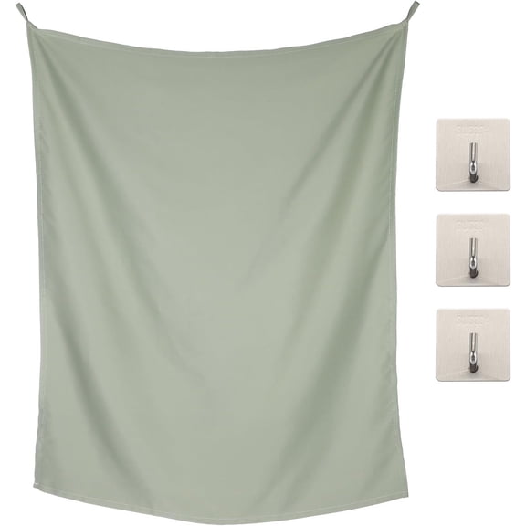 Cubicle Curtain, 39x48 Inch Green Partition Room Divider Curtains Room Divider Cubical Accessories with Metal Self-Adhesive Hook for Work Office