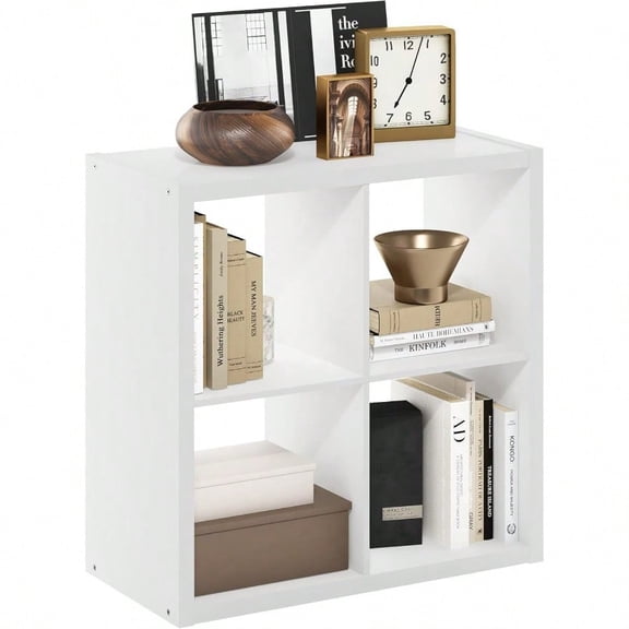 Cubicle Open Back Decorative Cube Storage Organizer 4-Cube White