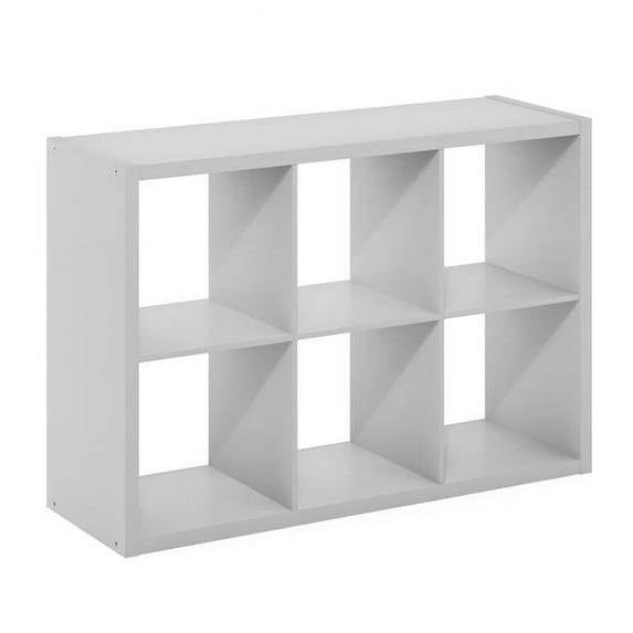 Cubicle Open Back Decorative Cube Storage Organizer - 6-Cube, Light Grey