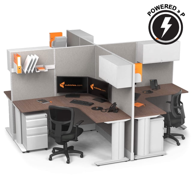 CubiclesDotcom 4-Person Office Cubicle Cluster: 5x5 L-Shaped Powered ...