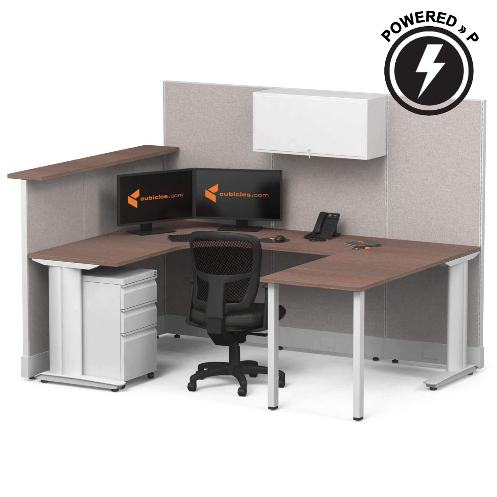 Cubicle Frame CubiclesDotcom U-Shaped 5' x 7' Powered Workstation with Transaction ...