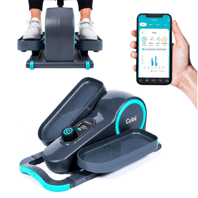 Cubii GO Aqua - Ultra Portable Under Desk Elliptical, Foot Pedal Exerciser Machine with Built-in Wheels, Easy Retractable Handle, Large LCD Fitness Tracker, Adjustable Resistance Levels