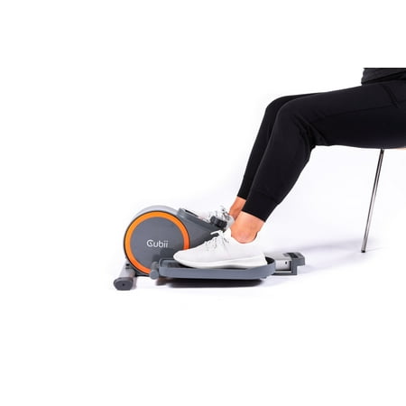 Cubii Go - Ultra Portable Under Desk Elliptical, Foot Pedal Exerciser Machine with Built-in Wheels, Easy Retractable Handle, Large LCD Fitness Tracker, Adjustable Resistance Levels Orange