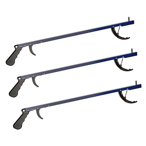Cubii Health Lightweight 26" Easy-to-Use Reacher Grabber Tool, Aluminum, Blue, (3 Pack)
