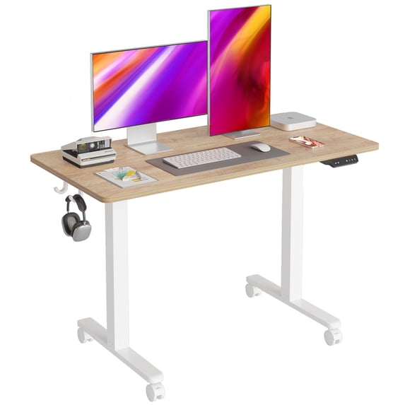 Cubiker 48 x 24 inch Standing Desk Height Adjustable Desk Home Office Electric Table, Maple