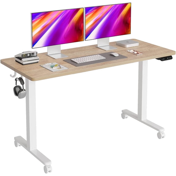 Cubiker 55 x 24 inch Standing Desk Height Adjustable Desk Home Office Electric Table, Maple