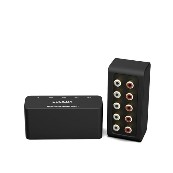 Cubilux AS-R1 4-Way Audio Splitter Box - 4-Channel Stereo RCA Splitter - Aluminum Alloy (1 in 4 Out)