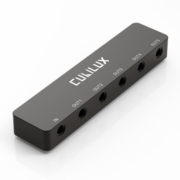 Cubilux Black 5-Way 3.5mm Aux Headphone Splitter Adapter, Aluminum Alloy Audio Hub Box with 5 TRS Stereo Ports for Sharing Music with Speakers, Earphones, Laptop, PC, and Phone
