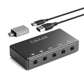 Cubilux External USB Audio Interface, Stereo Sound Card with Mic Input, Line-in & Line-out, Headphone Jack for Recording, Streaming & Podcasting on Windows and Mac OS