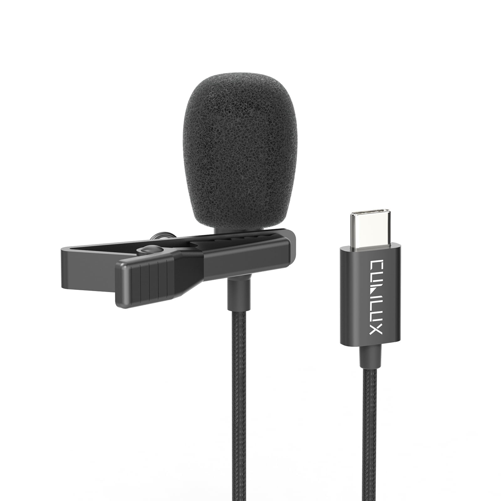 Cubilux USB C Lavalier Microphone, External Lapel Clip Mini Mic for Smartphones, Tablets and Laptops, Plug-and-Play Recording Mic, 10 ft, Black, 1 Pack