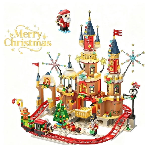 1232pcs Christmas Roller Castle Building Sets for Adults and Kids Age 8+