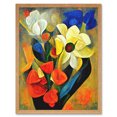 thumbnail image 1 of Cubist Abstract Flower Bouquet Still Life Oil Painting Art Print Framed Poster Wall Decor 12x16 inch, 1 of 5