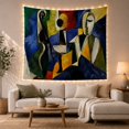 thumbnail image 1 of Cubist Human Figure with Seated Beside Stringed Instrument, Mystical Fantasy for Space Lovers, Galaxy Room Decor, Housewarming Gift, Tapestry Wall Hanging for Bedroom and Dorm, 1 of 7