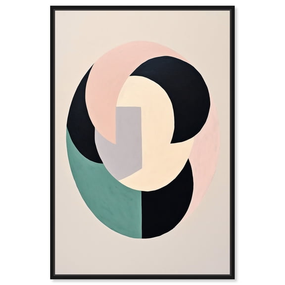 Cubist Style Jade Ring Contemporary Abstract Shapes Trendy Canvas Wall Art by Art Remedy, Black Floater Frame, 10"x15"