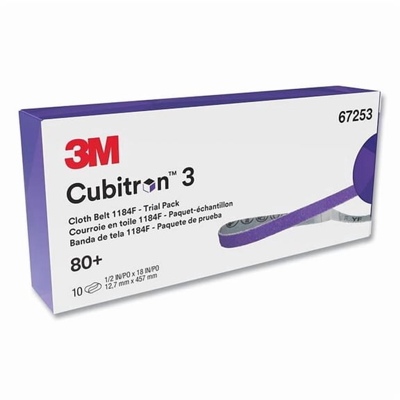 Cubitron 405-068060-67253 0.5 x 18 in. 80 Plus Grit 1184F 3 Cloth Belt with Precision Shaped Ceramic Fabri-Lok & Single-Flex, Purple