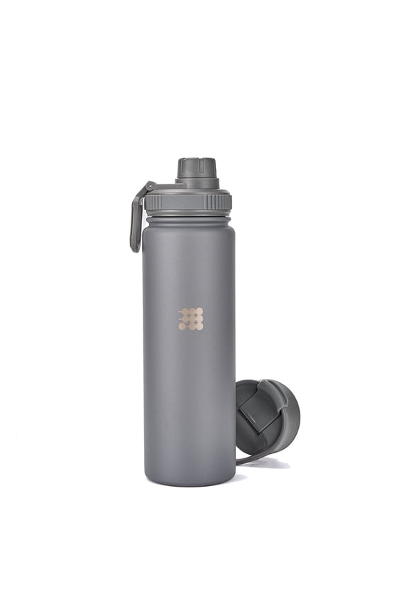 Insulated Sports Hydro Water Bottle 24 oz, 2 Lids (Coffee Lid and Wide Mouth Twist Sports Lid), Stainless Steel, Double Walled. Cold for up to 24 hours, Hot for up to 12 hours. GREY