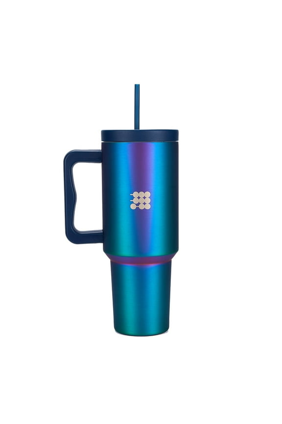 Insulated Stainless Steel 40 oz Tumbler with Handle and Straw Lid, Cupholder Friendly