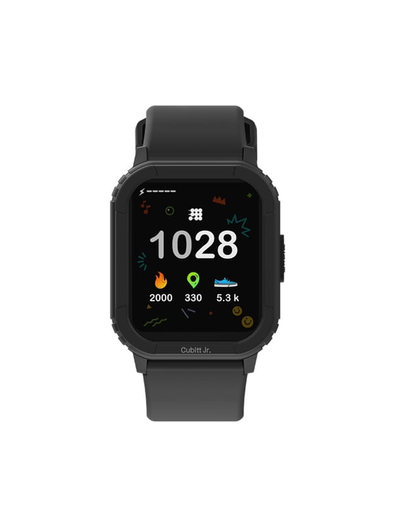 Jr Smart Watch Fitness Tracker for Kids and Teens, Waterproof Black