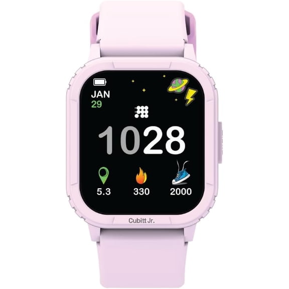 Cubitt Jr. Smartwatch Fitness Tracker for Kids and Teens with Games, Step Counter, Sleep Monitor, Heart Rate Monitor, Calculator, Activity Tracking, 1.75" AMOLED Touchscreen, Waterproof – Dusty Lilac