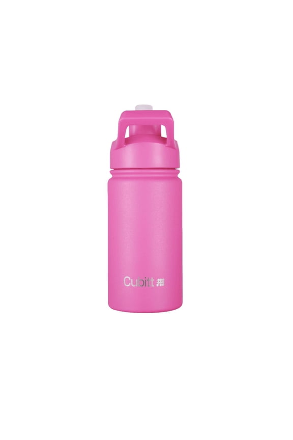 Kids Water Bottle 14 oz with Straw Lid, Insulated Stainless Steel, Double Walled Tumbler Travel Cup, Thermo Mug, Leak Proof, Cold for up to 24 hours, Hot for up to 12 hours Hot Pink
