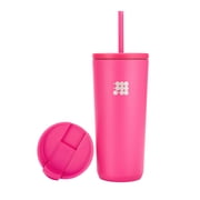 Cubitt Travel Mug 20 oz Double Walled Vacuum Insulated Stainless Steel with 2 lids, Straw and Coffe, Cupholder Friendly, Perfect for Hot & Cold Beverages Bright Pink
