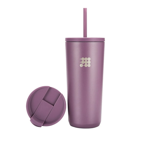 Cubitt Travel Mug 20 oz Double Walled Vacuum Insulated Stainless Steel with 2 lids, Straw and Coffe, Cupholder Friendly, Perfect for Hot & Cold Beverages Dark Purple