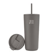 Cubitt Travel Mug 20 oz Double Walled Vacuum Insulated Stainless Steel with 2 lids, Straw and Coffe, Cupholder Friendly, Perfect for Hot & Cold Beverages Grey