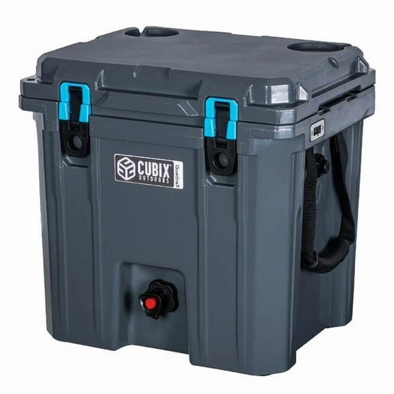 Cubix Outdoors QuadraX 20 QT Portable Insulated Hard Cooler and Beverage Dispenser - Fits 14 Cans - Granite Gray