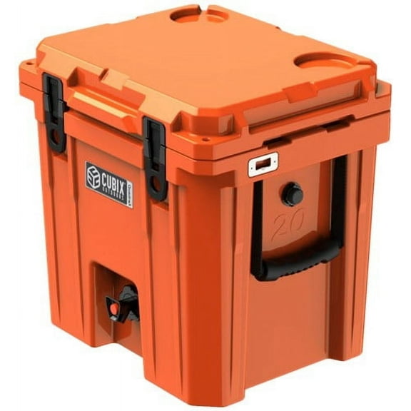 Cubix Outdoors 20 QT Portable Insulated Hard Cooler and Beverage Dispenser - Fits 14 Cans - Orange