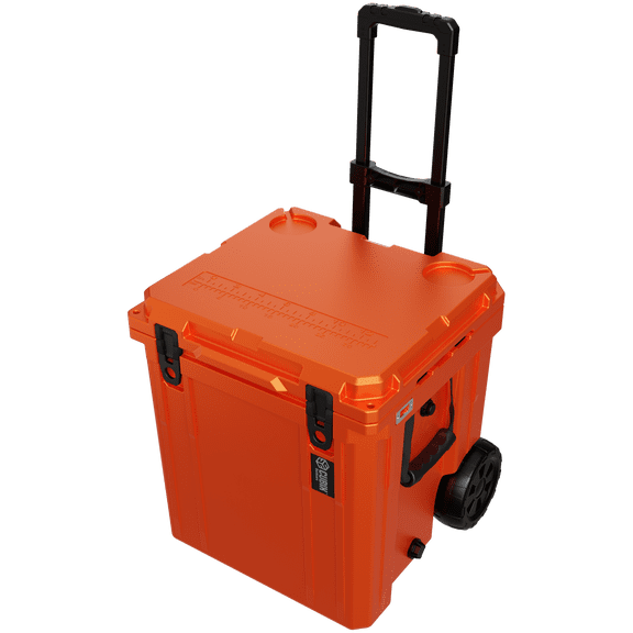 Cubix Outdoors - 46QT QuadraX Wheeled Portable Insulated Hard Cooler - Fits 26 Cans - Ember Orange