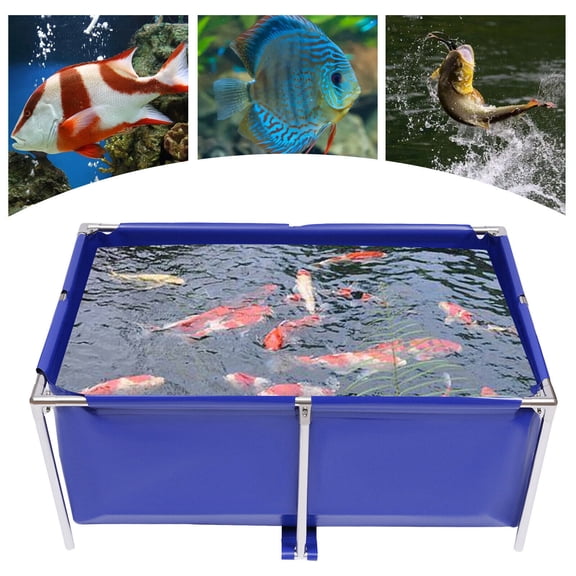 Cuboid Canvas Fish Pond Aquarium Fish Water Tank Koi Breeding Pond+Drain Valve