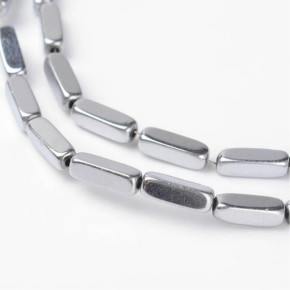 Cuboid Non-Magnetic Hematite Beads Strands Platinum Plated 9x3x3mm Hole: 1mm 45pcs/strand 15.7 inch