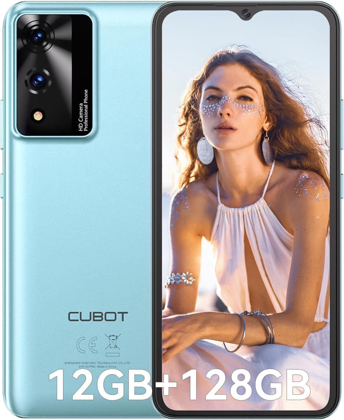 Cubot A10 Mobile Phone,12(4+8) GB 128GB, 6.56" Inch, 5100mAh,Blue