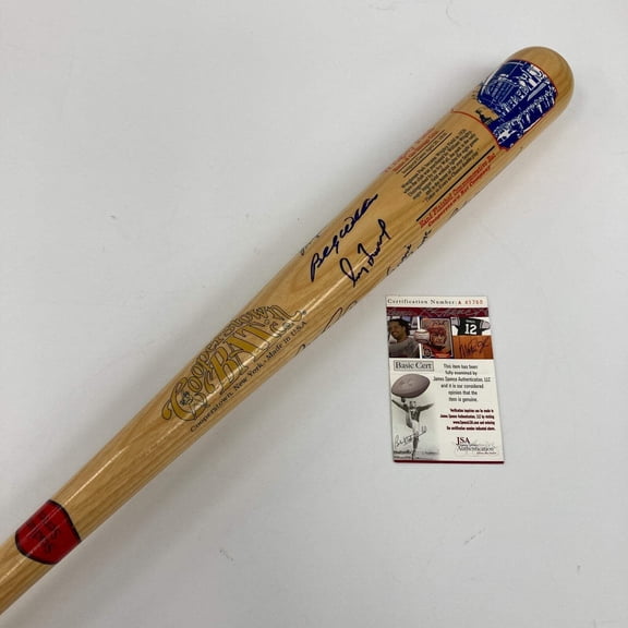 Cubs HOF Signed Bat Ernie Banks Greg Maddux Ryne Sandberg Sammy Sosa Dawson JSA