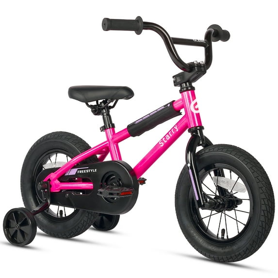 Glerc 12 inch Kids Bike for 1 2 3 4 Years Old Boys Girls Beiginner Toddlers Riders BMX Style Bicycle with Training Wheels Coaster Brake, Pink
