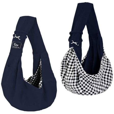 Cuby Dog and Cat Sling Carrier – Hands Free Reversible Pet Papoose Bag - Soft Pouch and Tote Design – Suitable for Puppy, Small Dogs, and Cats for Outdoor Travel (Classic Blue)