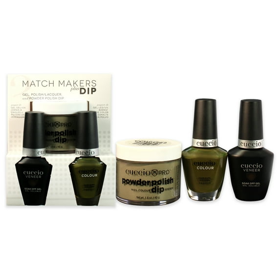 Cuccio Colour Match Makers Plus Dip Branch Out 3 Pc Gift Set - 1.6oz Pro Powder Polish Dip System, 0.44oz Veneer Soak Off Gel, 0.43oz Colour Nail Polish