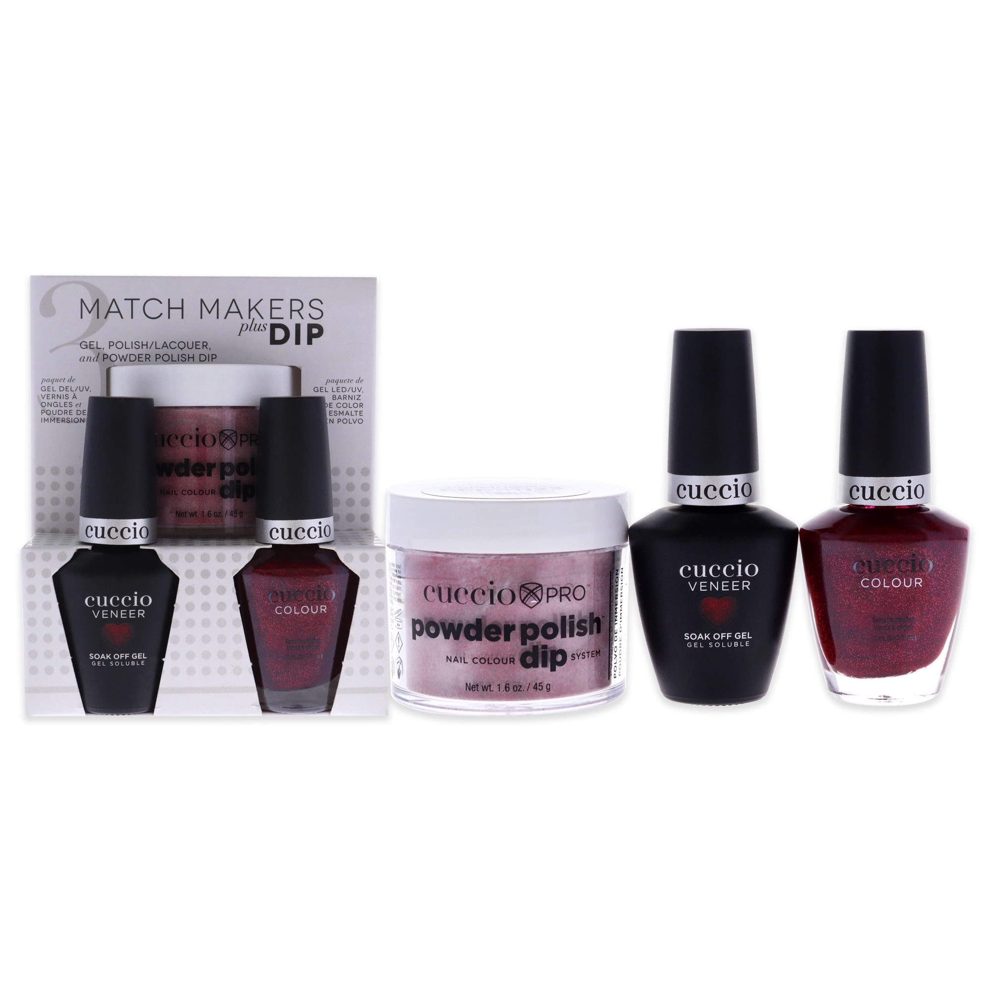 Cuccio Colour Match Makers Plus Dip Chakra 3 Pc Gift Set - 1.6oz Pro Powder Polish Dip System, 0.44oz Veneer Soak Off Gel, 0.43oz Colour Nail Polish