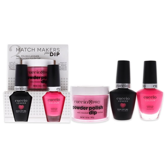Cuccio Colour Match Makers Plus Dip Love Is A Battlefield 3 Pc Gift Set - 1.6oz Pro Powder Polish Dip System, 0.44oz Veneer Soak Off Gel, 0.43oz Colour Nail Polish