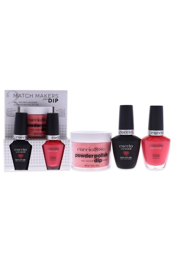 Match Makers Plus Dip - Paradise Found by Cuccio Colour for Women - 3 Pc 1.6oz Pro Powder Polish Dip System, 0.44oz Veneer Soak Off Gel, 0.43oz Colour Nail Polish