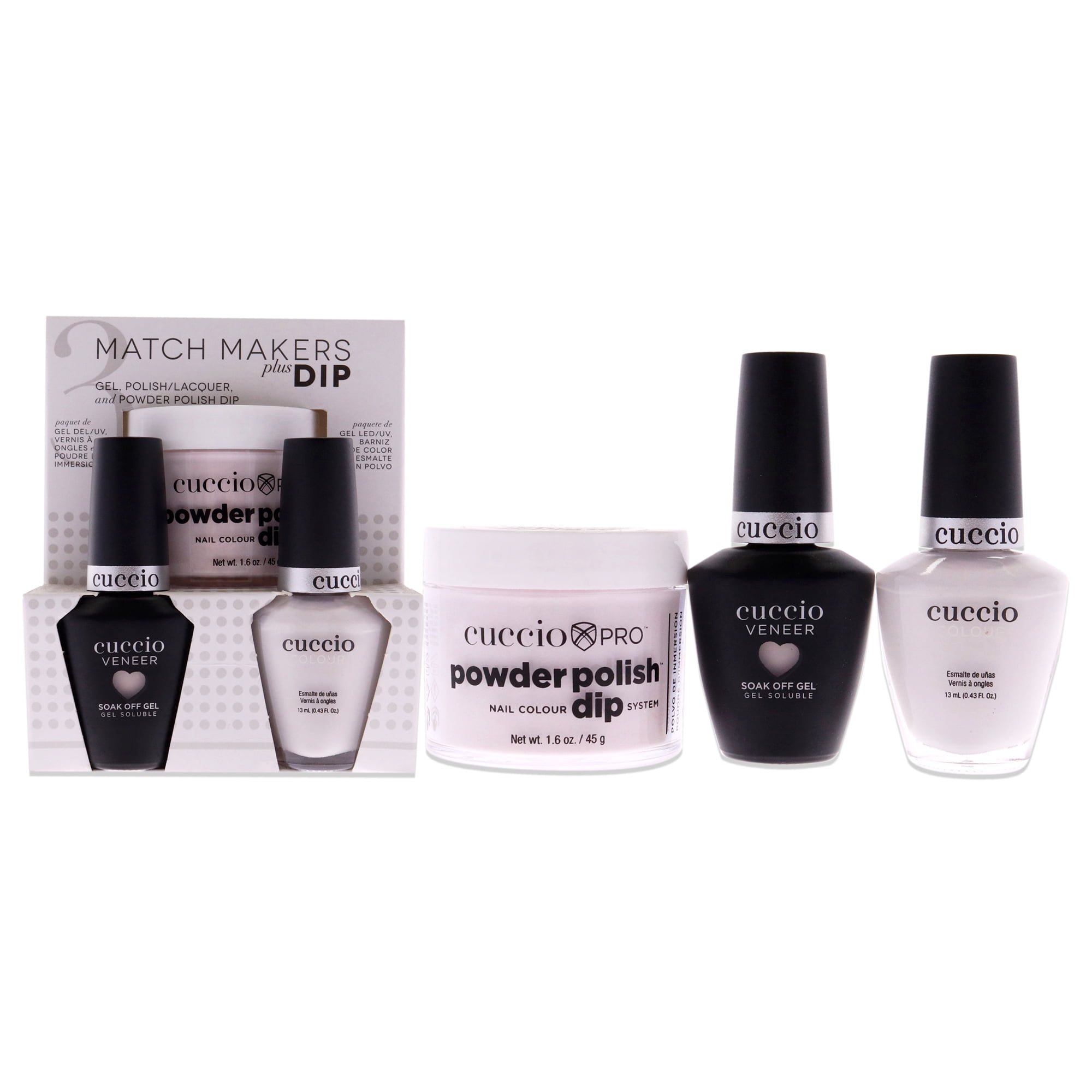 Cuccio Colour Match Makers Plus Dip Are You Kitten Me 3 Pc Gift Set - 1.6oz Pro Powder Polish Dip System, 0.44oz Veneer Soak Off Gel, 0.43oz Colour Nail Polish