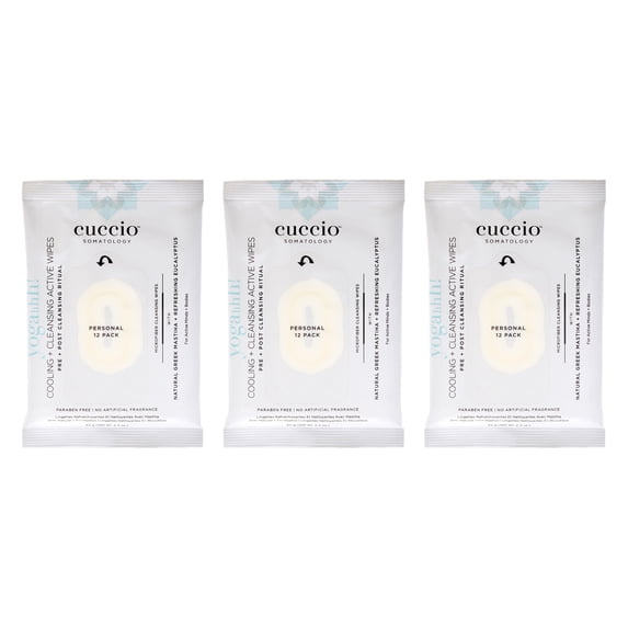Cuccio Somatology Somatology Yogahh Cooling Plus Cleansing Wipes - Pack of 3 , 12 Count Wipes