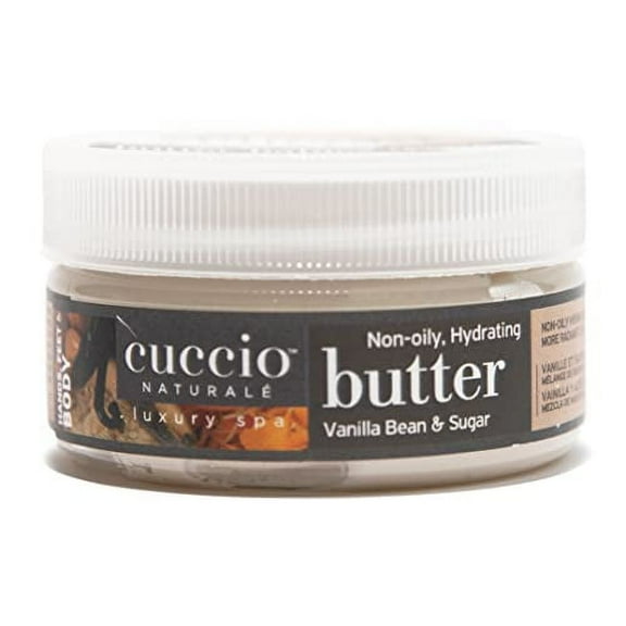 Cuccio Natural Butter Blend Vanilla Bean & Sugar, Non-Greasy Lotion for Hand, Body & Feet, Comforting/De-stressing with Natural Ingredients & Plant Based Preservatives, White, 8 Fl Oz