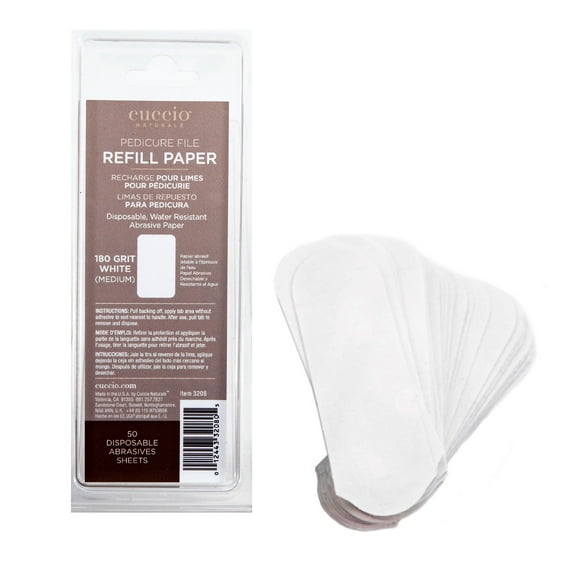 Cuccio Pedicure File Refill Paper 180 Grit White (Medium) 50 Sheets