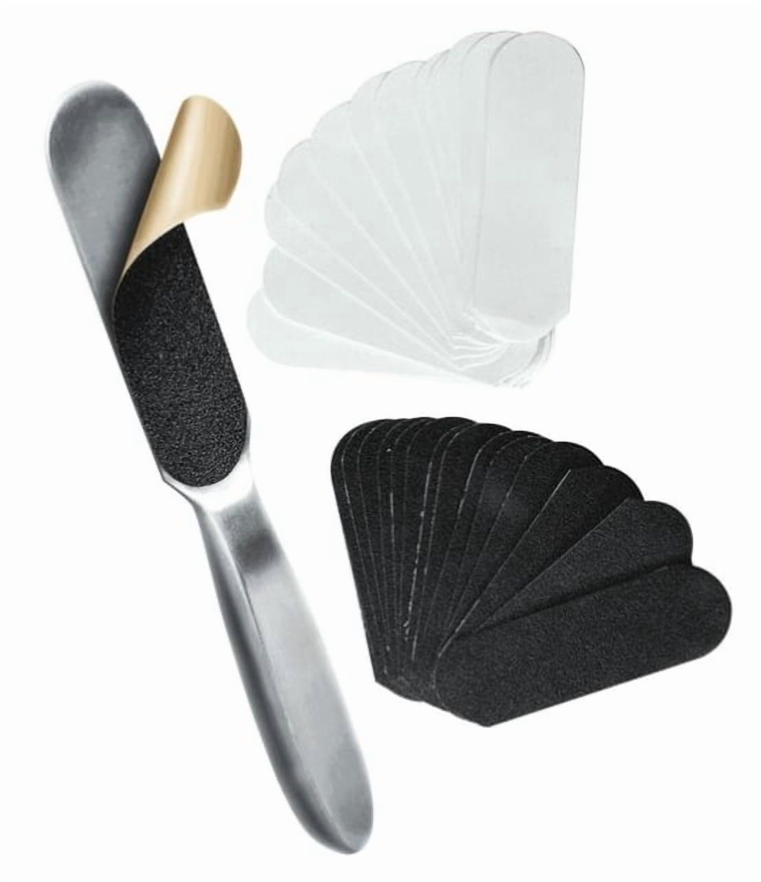 Cuccio Pro StarPro Stainless Steel Pedicure File – Callus Remover with 30 Grit Pads (15 White 180 / 15 Black 80)