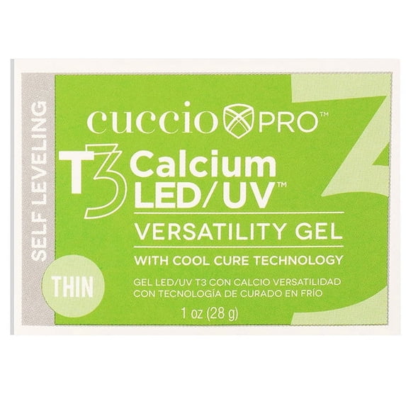 Cuccio Pro T3 Calcium Versatility Gel - Self Leveling Clear Nail Gel 1 oz