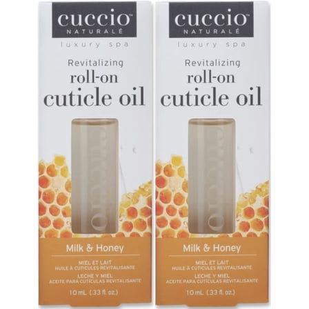 Cuccio Revitalizing Roll-On Cuticle Oil, Milk and Honey, 0.33 Oz., Pack of 2